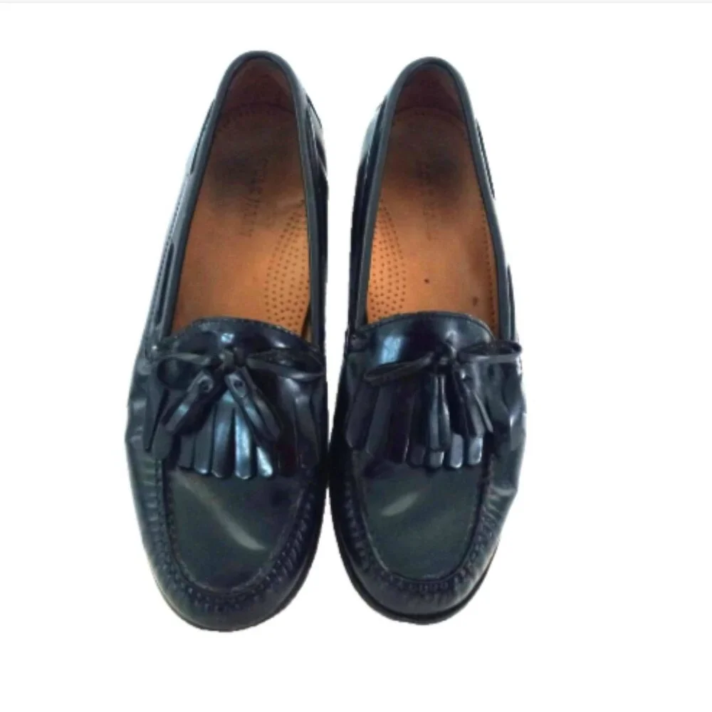 Cole Haan Men’s Black Leather Tassel Loafers Slip On Shoes Size 10D EUC